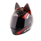 Мотошлем HNJ с кошачьими ушками красный, размер S